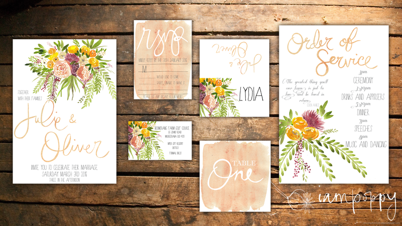 Floral wedding stationery