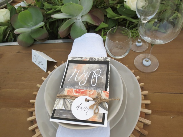 peach and grey invites