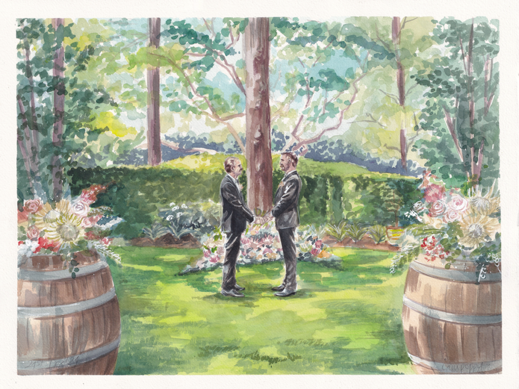 Live wedding painting Gabbinbar watercolour