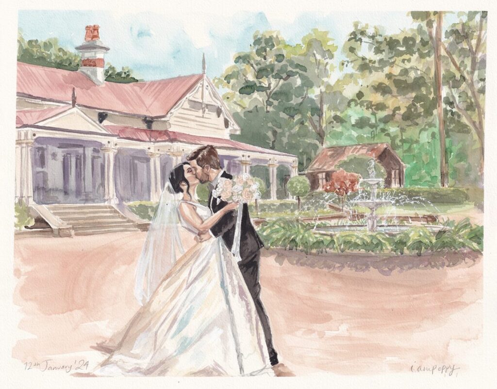 Gabbinbar live wedding painting watercolour