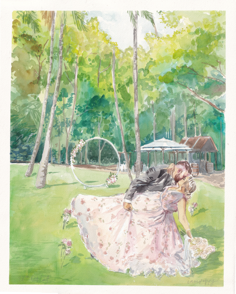 The Acre at boomerang farm live wedding painting