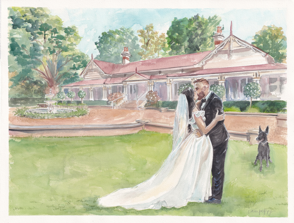 Gabbinbar live wedding painting with house