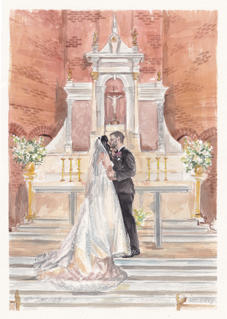 Brisbane church live wedding painting
