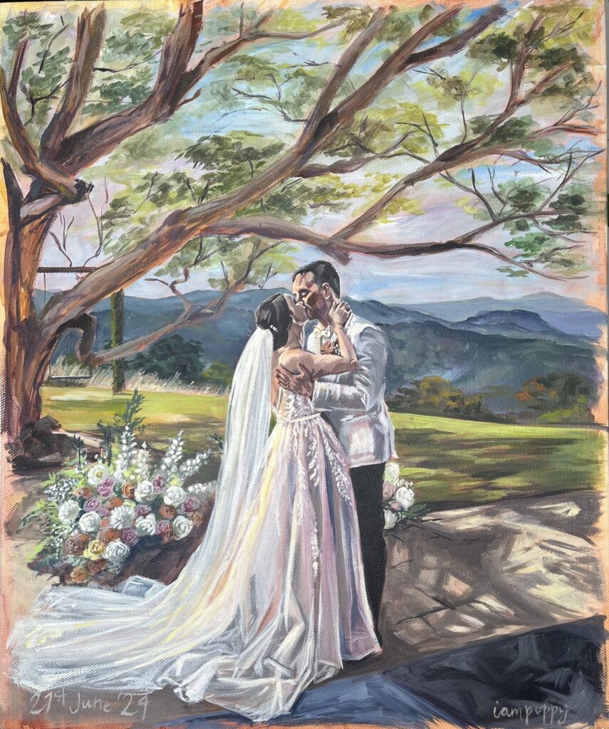 Preston Peak winery live wedding painting
