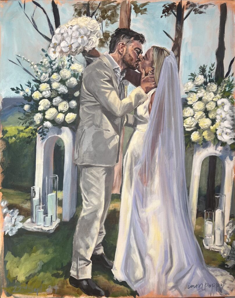 Live wedding painting - first kiss - Tamborine mountain