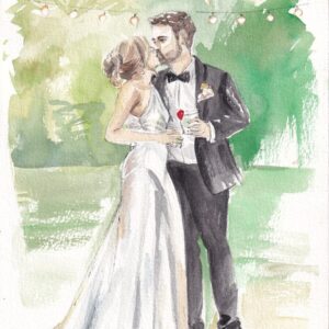 watercolour portrait illustration - wedding