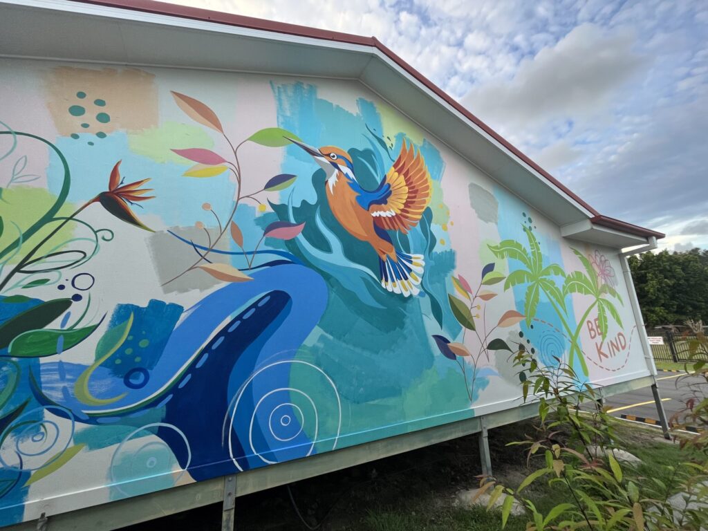 Kingfisher mural in Robine High School