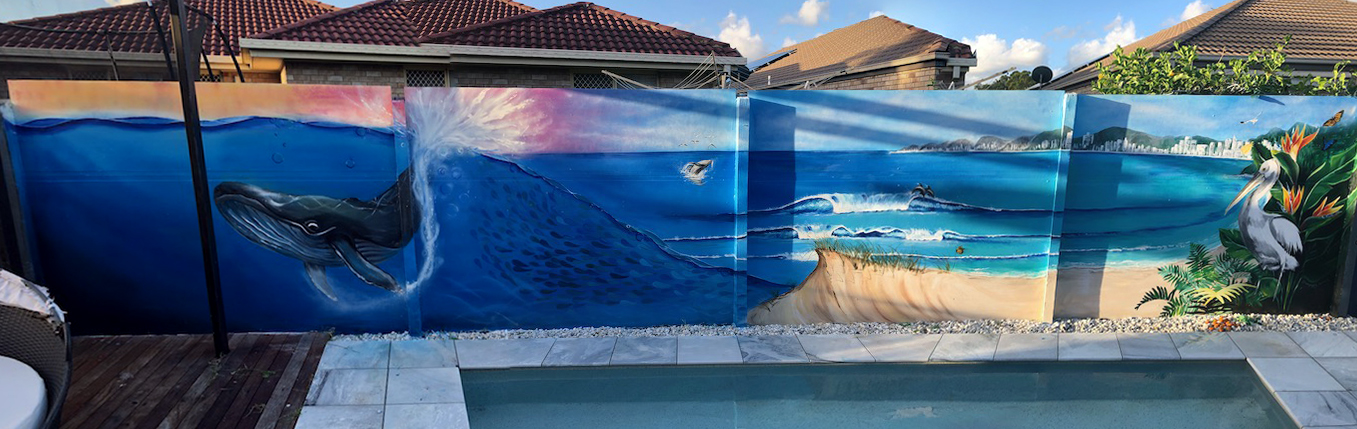 Ocean wall mural - coomera gold coast - iampoppy designs